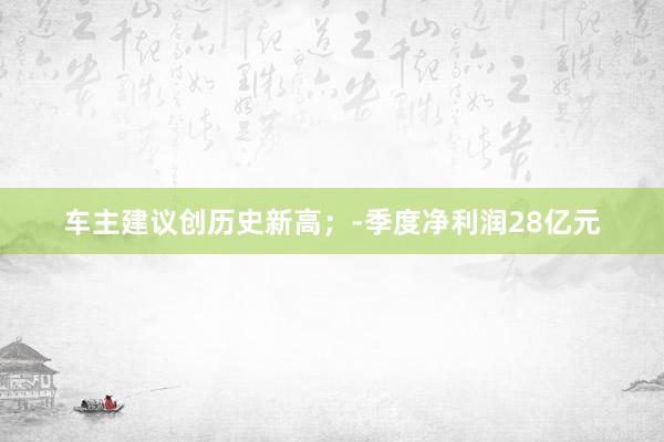 车主建议创历史新高；-季度净利润28亿元