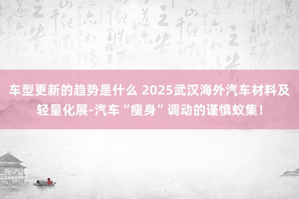 车型更新的趋势是什么 2025武汉海外汽车材料及轻量化展-汽车“瘦身”调动的谨慎蚁集！