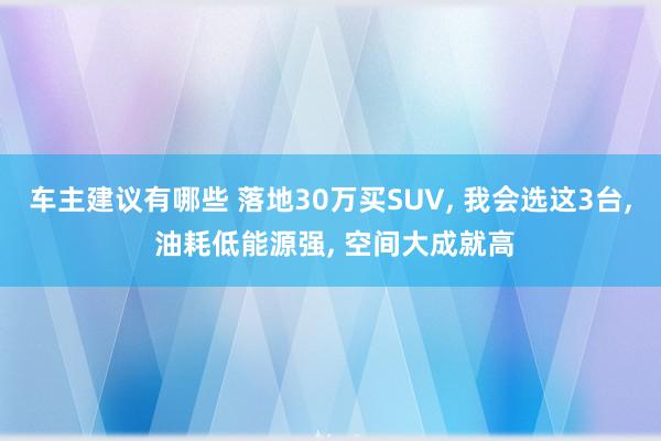 车主建议有哪些 落地30万买SUV, 我会选这3台, 油耗低能源强, 空间大成就高