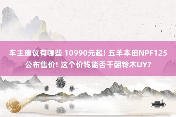 车主建议有哪些 10990元起! 五羊本田NPF125公布售价! 这个价钱能否干翻铃木UY?