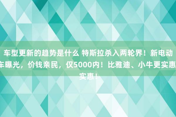 车型更新的趋势是什么 特斯拉杀入两轮界！新电动车曝光，价钱亲民，仅5000内！比雅迪、小牛更实惠！