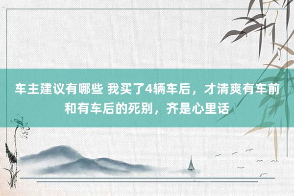 车主建议有哪些 我买了4辆车后，才清爽有车前和有车后的死别，齐是心里话