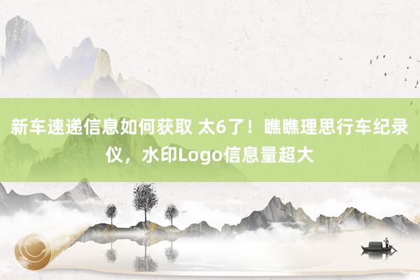 新车速递信息如何获取 太6了！瞧瞧理思行车纪录仪，水印Logo信息量超大