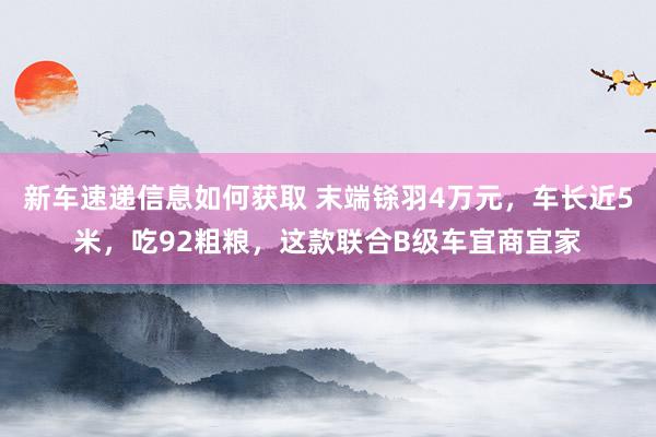 新车速递信息如何获取 末端铩羽4万元，车长近5米，吃92粗粮，这款联合B级车宜商宜家