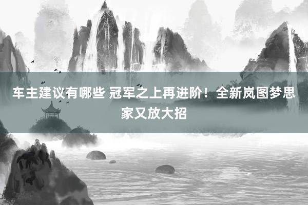 车主建议有哪些 冠军之上再进阶！全新岚图梦思家又放大招