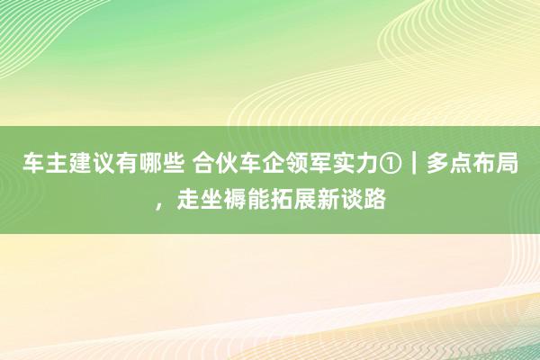 车主建议有哪些 合伙车企领军实力①｜多点布局，走坐褥能拓展新谈路