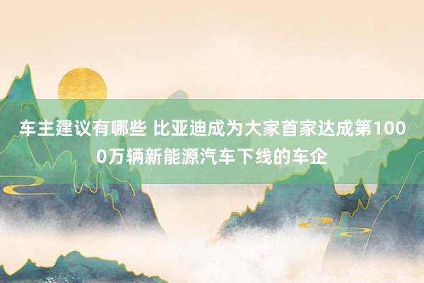 车主建议有哪些 比亚迪成为大家首家达成第1000万辆新能源汽车下线的车企