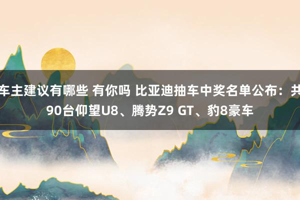 车主建议有哪些 有你吗 比亚迪抽车中奖名单公布：共90台仰望U8、腾势Z9 GT、豹8豪车