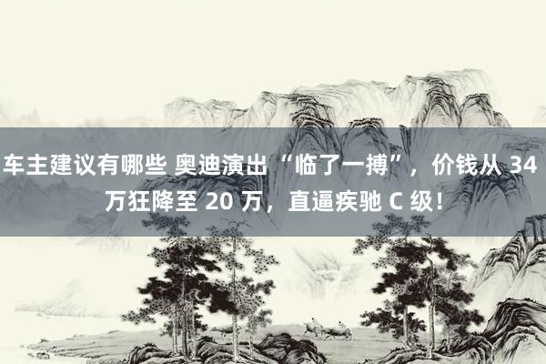 车主建议有哪些 奥迪演出 “临了一搏”，价钱从 34 万狂降至 20 万，直逼疾驰 C 级！