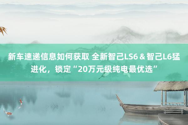 新车速递信息如何获取 全新智己LS6＆智己L6猛进化，锁定“20万元级纯电最优选”