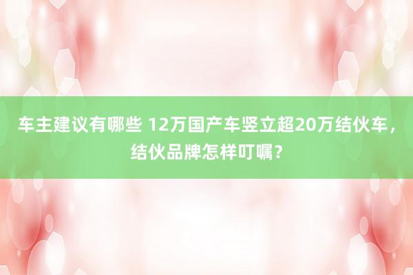 车主建议有哪些 12万国产车竖立超20万结伙车，结伙品牌怎样叮嘱？