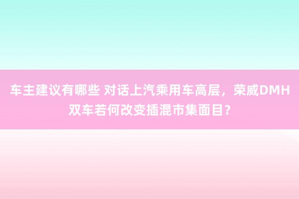 车主建议有哪些 对话上汽乘用车高层，荣威DMH双车若何改变插混市集面目？