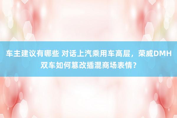 车主建议有哪些 对话上汽乘用车高层，荣威DMH双车如何篡改插混商场表情？