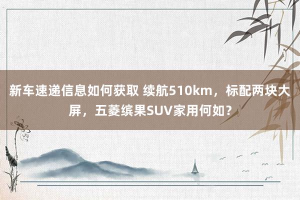 新车速递信息如何获取 续航510km，标配两块大屏，五菱缤果SUV家用何如？