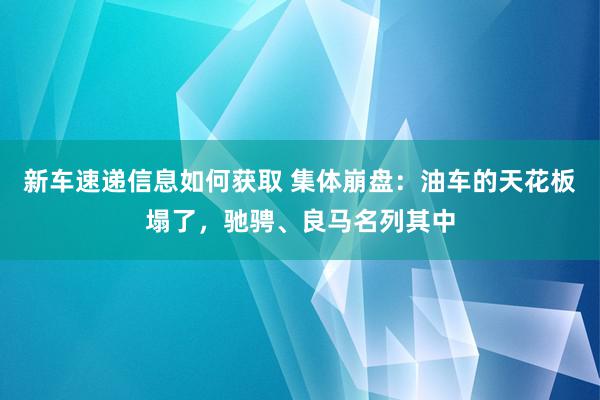 新车速递信息如何获取 集体崩盘：油车的天花板塌了，驰骋、良马名列其中