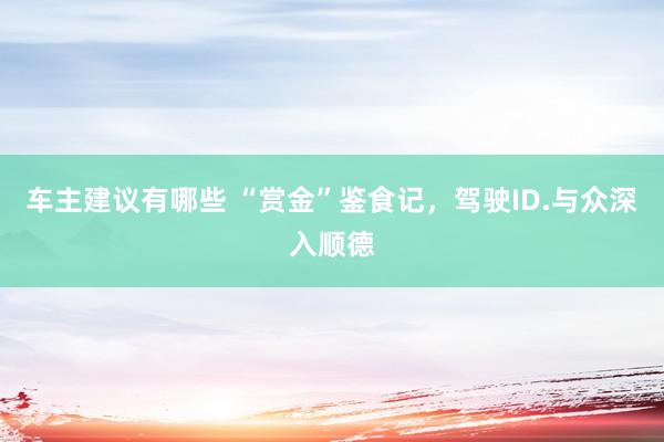 车主建议有哪些 “赏金”鉴食记，驾驶ID.与众深入顺德