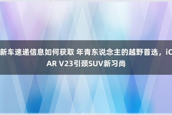 新车速递信息如何获取 年青东说念主的越野首选，iCAR V23引颈SUV新习尚