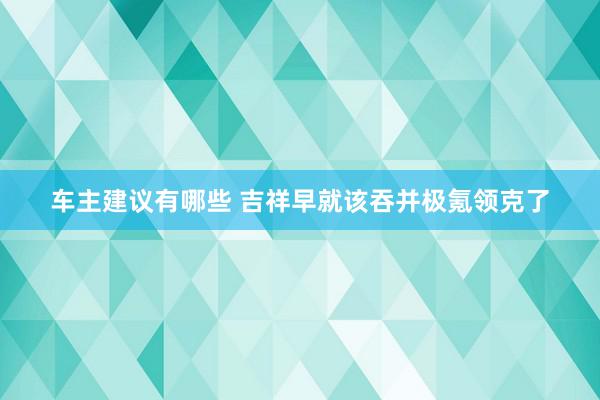 车主建议有哪些 吉祥早就该吞并极氪领克了