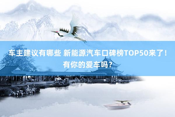 车主建议有哪些 新能源汽车口碑榜TOP50来了！有你的爱车吗？