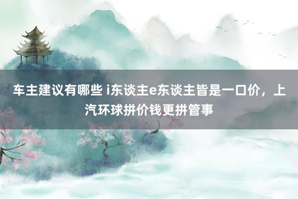 车主建议有哪些 i东谈主e东谈主皆是一口价，上汽环球拼价钱更拼管事