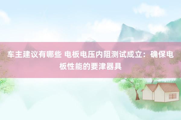 车主建议有哪些 电板电压内阻测试成立：确保电板性能的要津器具