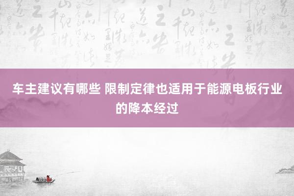 车主建议有哪些 限制定律也适用于能源电板行业的降本经过