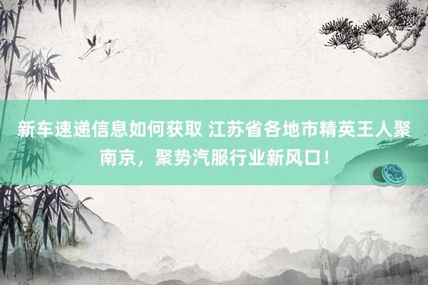 新车速递信息如何获取 江苏省各地市精英王人聚南京，聚势汽服行业新风口！