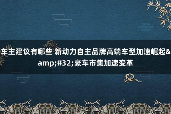 车主建议有哪些 新动力自主品牌高端车型加速崛起&#32;豪车市集加速变革