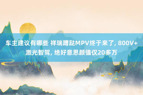 车主建议有哪些 祥瑞蹧跶MPV终于来了, 800V+激光智驾, 绝好意思颜值仅20多万