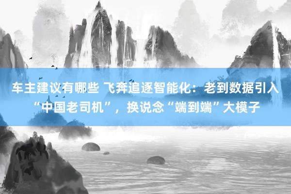 车主建议有哪些 飞奔追逐智能化：老到数据引入“中国老司机”，换说念“端到端”大模子