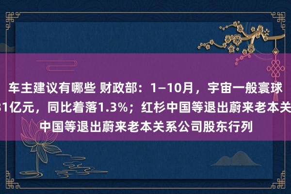 车主建议有哪些 财政部：1—10月，宇宙一般寰球预算收入184981亿元，同比着落1.3%；红杉中国等退出蔚来老本关系公司股东行列