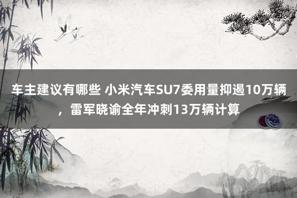 车主建议有哪些 小米汽车SU7委用量抑遏10万辆，雷军晓谕全年冲刺13万辆计算