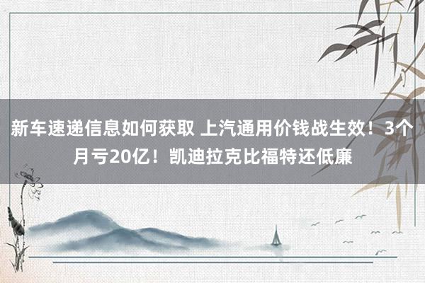 新车速递信息如何获取 上汽通用价钱战生效！3个月亏20亿！凯迪拉克比福特还低廉