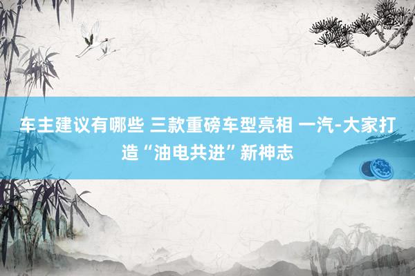 车主建议有哪些 三款重磅车型亮相 一汽-大家打造“油电共进”新神志