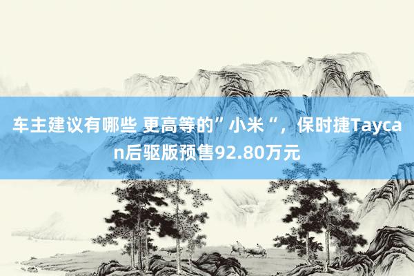 车主建议有哪些 更高等的”小米“，保时捷Taycan后驱版预售92.80万元