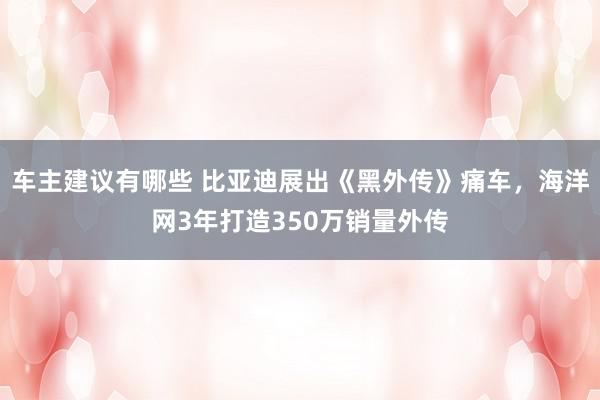 车主建议有哪些 比亚迪展出《黑外传》痛车，海洋网3年打造350万销量外传